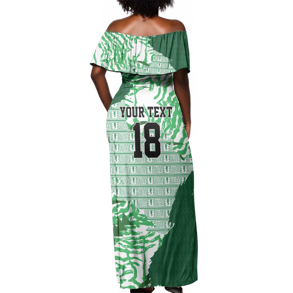 Custom Nigeria Fooball Off Shoulder Maxi Dress Super Eagles National Pride