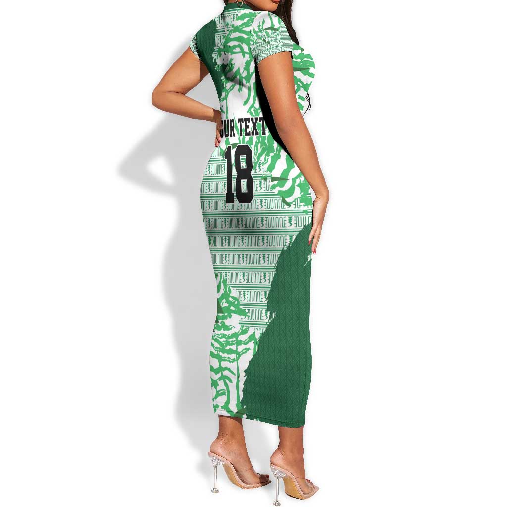 Custom Nigeria Fooball Short Sleeve Bodycon Dress Super Eagles National Pride