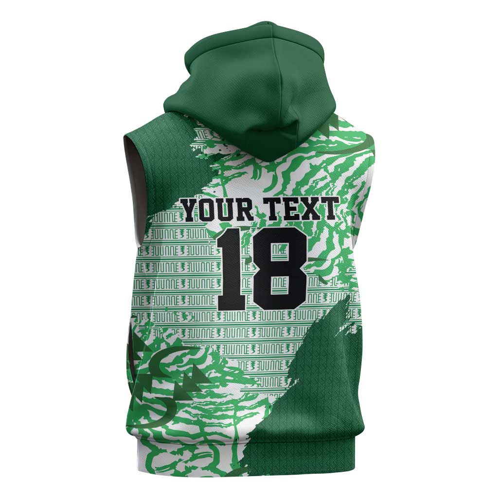 Custom Nigeria Fooball Sleeveless Zip Hoodie Super Eagles National Pride