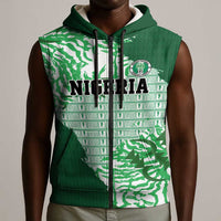 Custom Nigeria Fooball Sleeveless Zip Hoodie Super Eagles National Pride