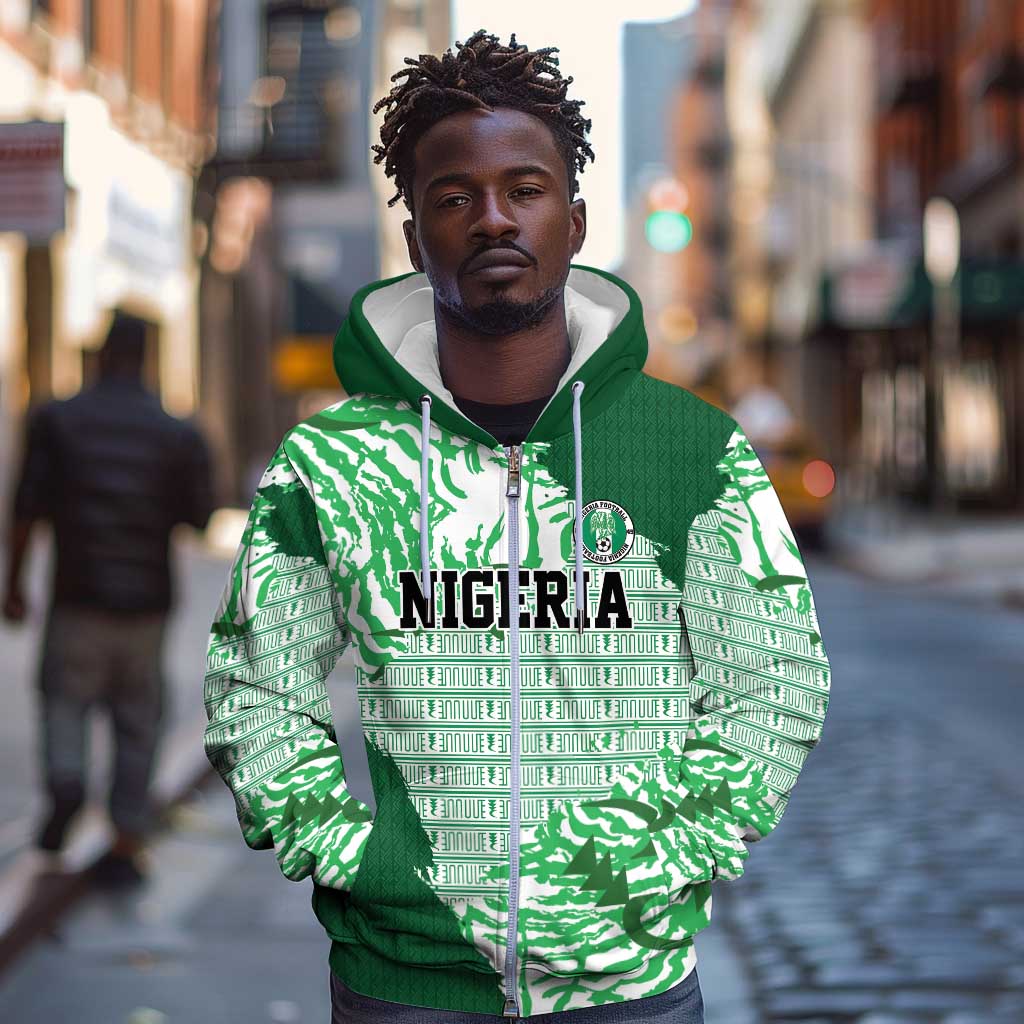Custom Nigeria Fooball Zip Hoodie Super Eagles National Pride
