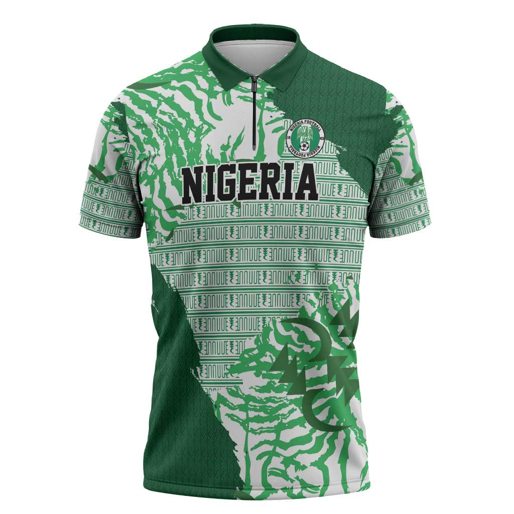 Custom Nigeria Fooball Zipper Polo Shirt Super Eagles National Pride