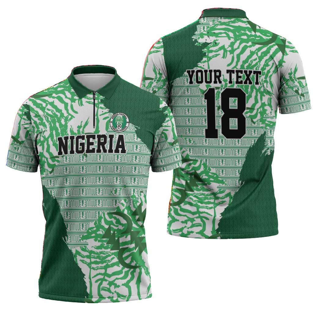Custom Nigeria Fooball Zipper Polo Shirt Super Eagles National Pride