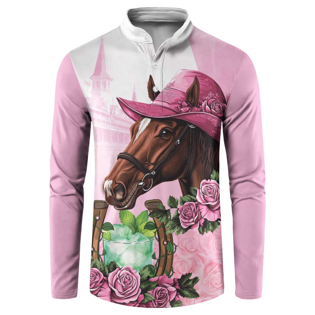 Kentucky Horse Racing Button Sweatshirt Mint Julep Cocktail