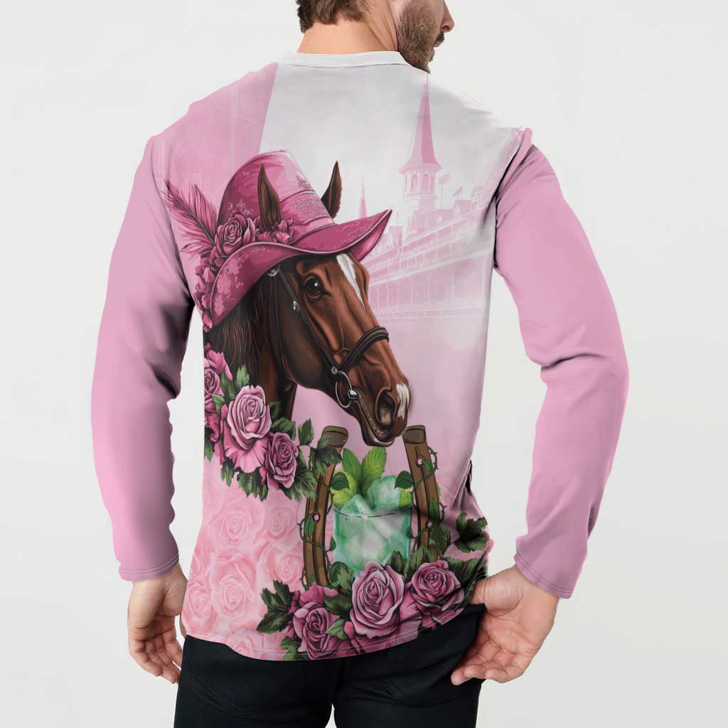Kentucky Horse Racing Button Sweatshirt Mint Julep Cocktail