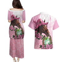Kentucky Horse Racing Couples Matching Puletasi and Hawaiian Shirt Mint Julep Cocktail