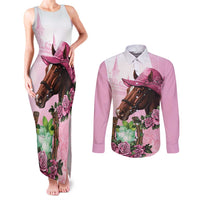Kentucky Horse Racing Couples Matching Tank Maxi Dress and Long Sleeve Button Shirt Mint Julep Cocktail