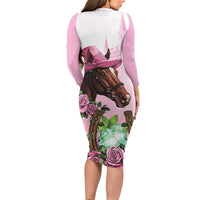 Kentucky Horse Racing Family Matching Long Sleeve Bodycon Dress and Hawaiian Shirt Mint Julep Cocktail