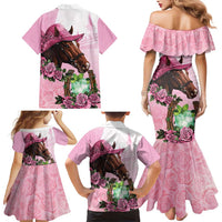 Kentucky Horse Racing Family Matching Mermaid Dress and Hawaiian Shirt Mint Julep Cocktail