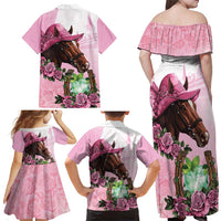 Kentucky Horse Racing Family Matching Off Shoulder Maxi Dress and Hawaiian Shirt Mint Julep Cocktail