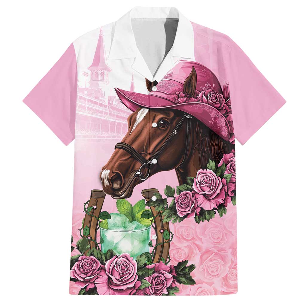 Kentucky Horse Racing Family Matching Off Shoulder Maxi Dress and Hawaiian Shirt Mint Julep Cocktail