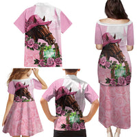 Kentucky Horse Racing Family Matching Puletasi and Hawaiian Shirt Mint Julep Cocktail