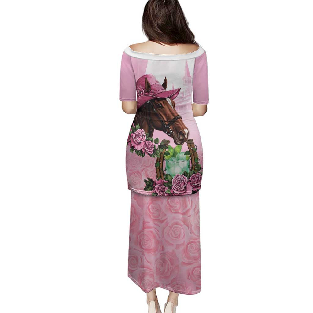 Kentucky Horse Racing Family Matching Puletasi and Hawaiian Shirt Mint Julep Cocktail