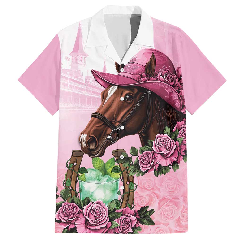Kentucky Horse Racing Family Matching Short Sleeve Bodycon Dress and Hawaiian Shirt Mint Julep Cocktail