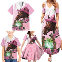 Kentucky Horse Racing Family Matching Summer Maxi Dress and Hawaiian Shirt Mint Julep Cocktail