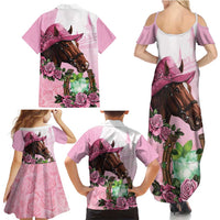 Kentucky Horse Racing Family Matching Summer Maxi Dress and Hawaiian Shirt Mint Julep Cocktail