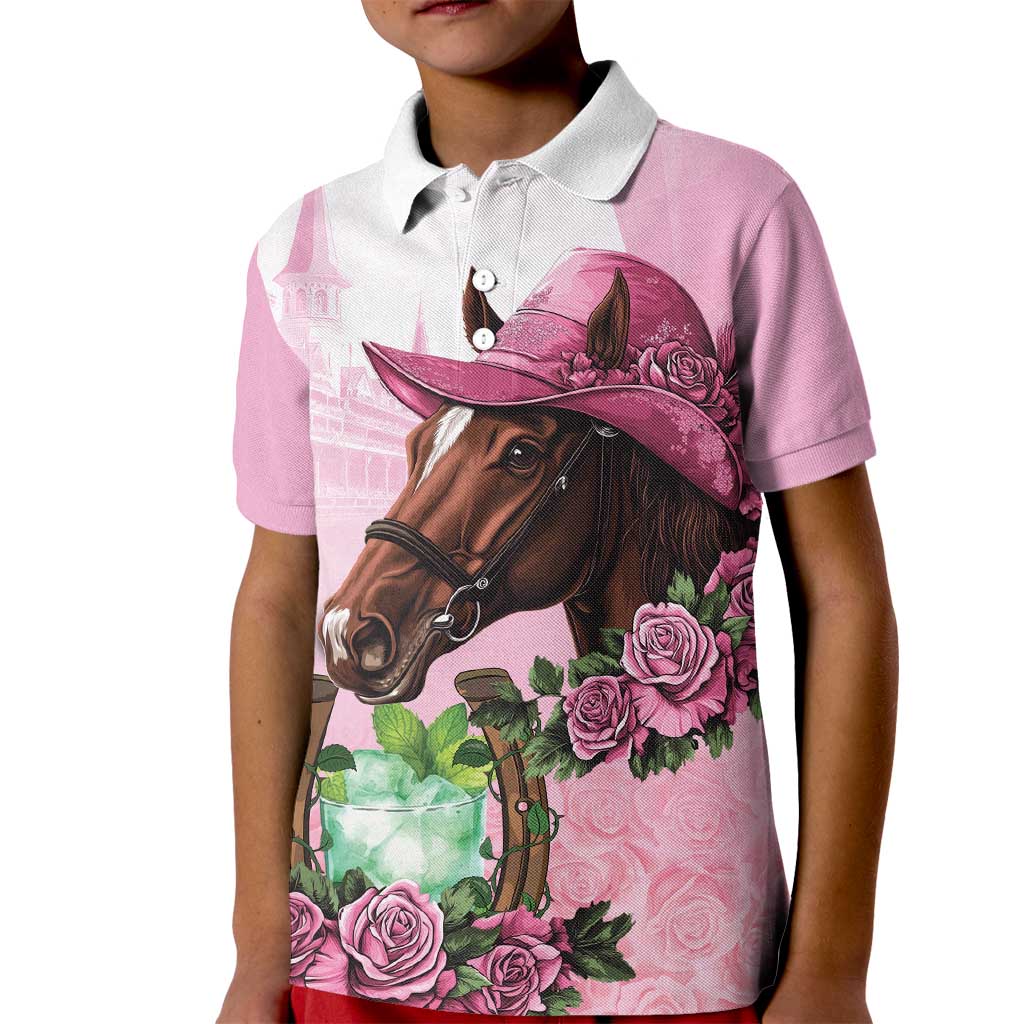 Kentucky Horse Racing Kid Polo Shirt Mint Julep Cocktail