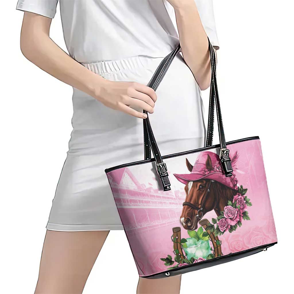 Kentucky Horse Racing Leather Tote Bag Mint Julep Cocktail