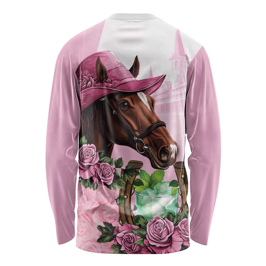 Kentucky Horse Racing Long Sleeve Shirt Mint Julep Cocktail