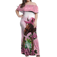 Kentucky Horse Racing Off Shoulder Maxi Dress Mint Julep Cocktail