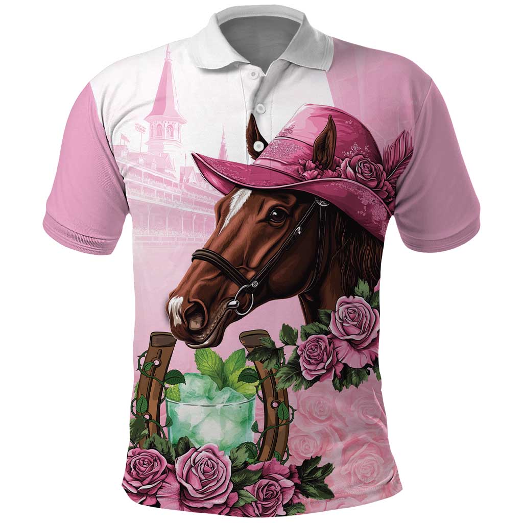 Kentucky Horse Racing Polo Shirt Mint Julep Cocktail