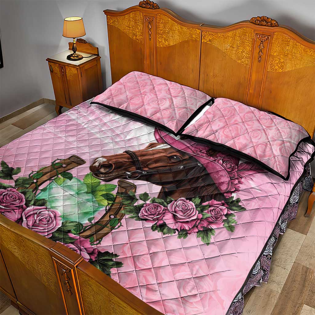 Kentucky Horse Racing Quilt Bed Set Mint Julep Cocktail