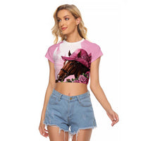 Kentucky Horse Racing Raglan Cropped T Shirt Mint Julep Cocktail
