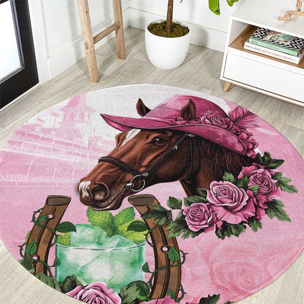 Kentucky Horse Racing Round Carpet Mint Julep Cocktail