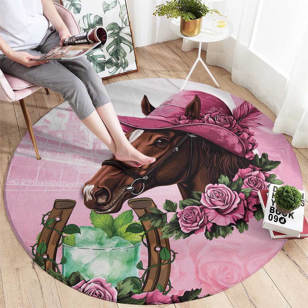 Kentucky Horse Racing Round Carpet Mint Julep Cocktail