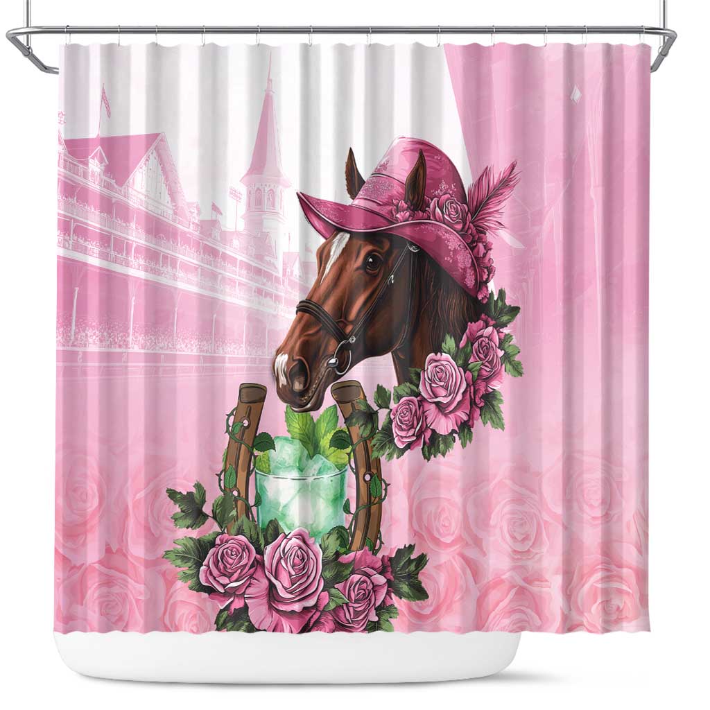 Kentucky Horse Racing Shower Curtain Mint Julep Cocktail