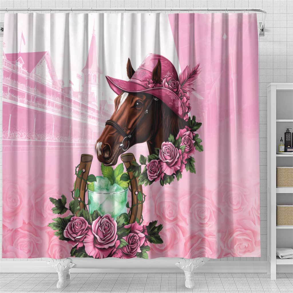 Kentucky Horse Racing Shower Curtain Mint Julep Cocktail