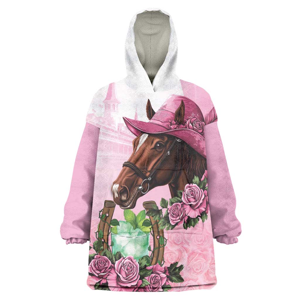Kentucky Horse Racing Wearable Blanket Hoodie Mint Julep Cocktail