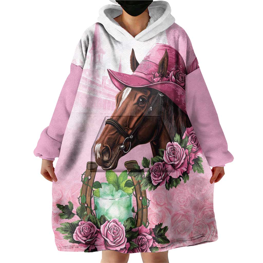 Kentucky Horse Racing Wearable Blanket Hoodie Mint Julep Cocktail