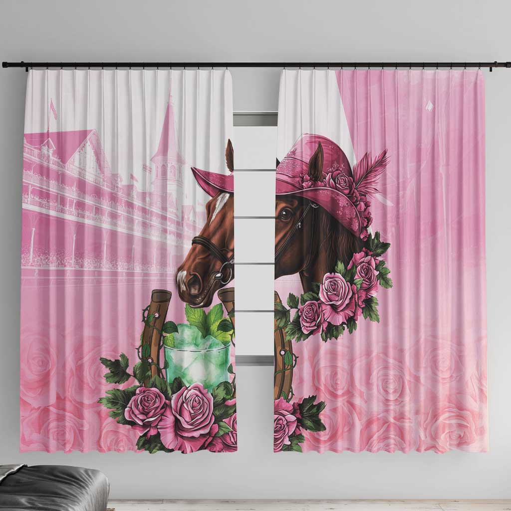 Kentucky Horse Racing Window Curtain Mint Julep Cocktail