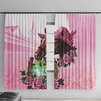 Kentucky Horse Racing Window Curtain Mint Julep Cocktail