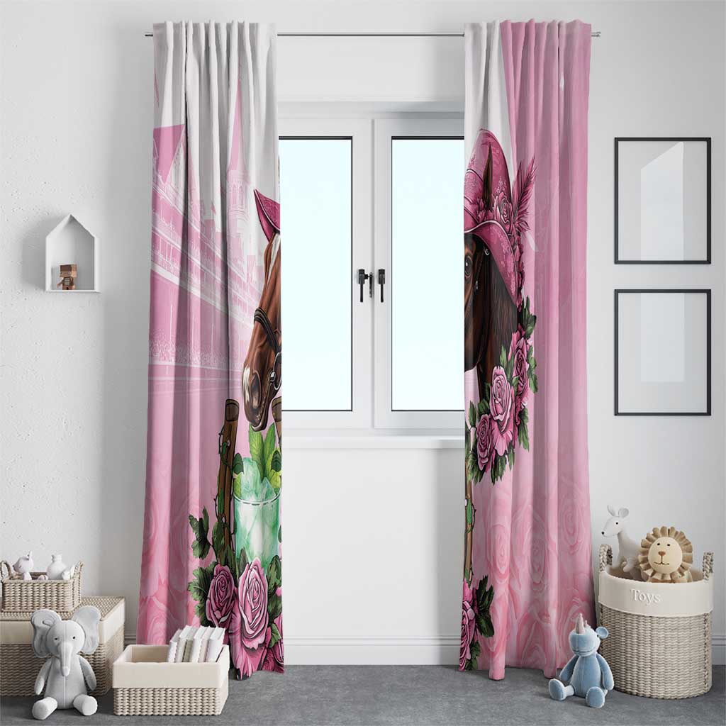 Kentucky Horse Racing Window Curtain Mint Julep Cocktail