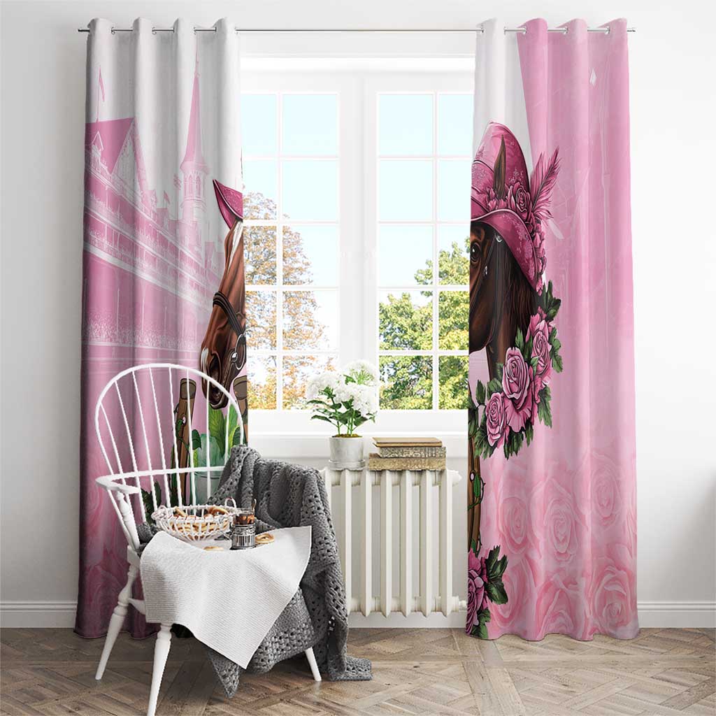Kentucky Horse Racing Window Curtain Mint Julep Cocktail