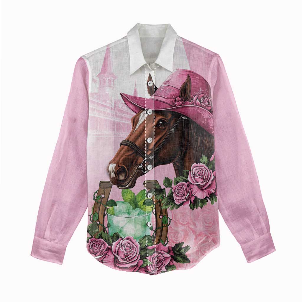 Kentucky Horse Racing Women Casual Shirt Mint Julep Cocktail