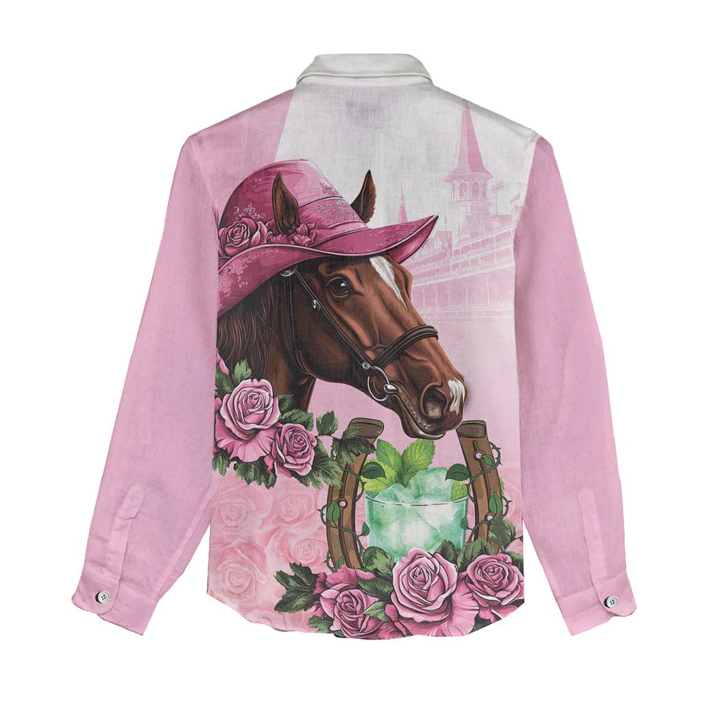 Kentucky Horse Racing Women Casual Shirt Mint Julep Cocktail