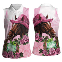 Kentucky Horse Racing Women Sleeveless Polo Shirt Mint Julep Cocktail