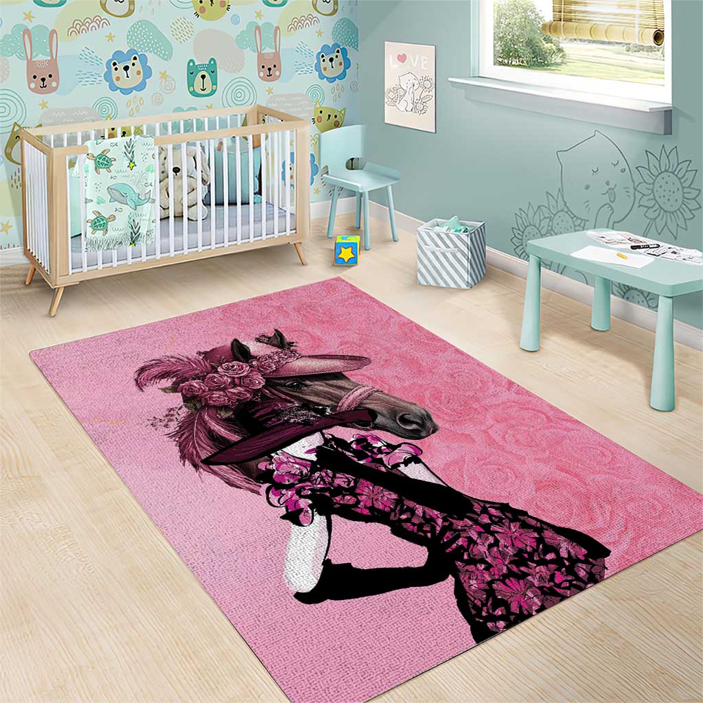 Kentucky Horse Racing Area Rug Derby Ladies With Roses