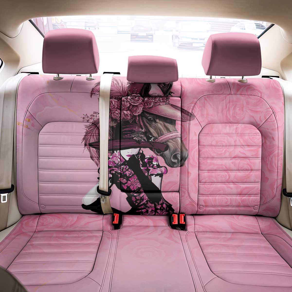 Kentucky Horse Racing Back Car Seat Cover Derby Ladies With Roses