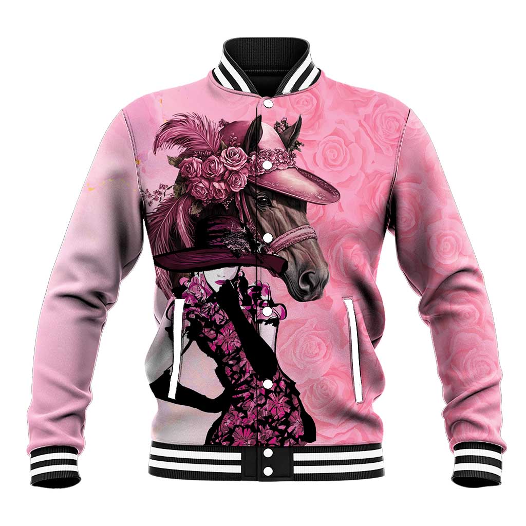 Kentucky Horse Racing Baseball Jacket Derby Ladies With Roses