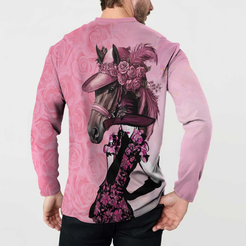 Kentucky Horse Racing Button Sweatshirt Derby Ladies With Roses