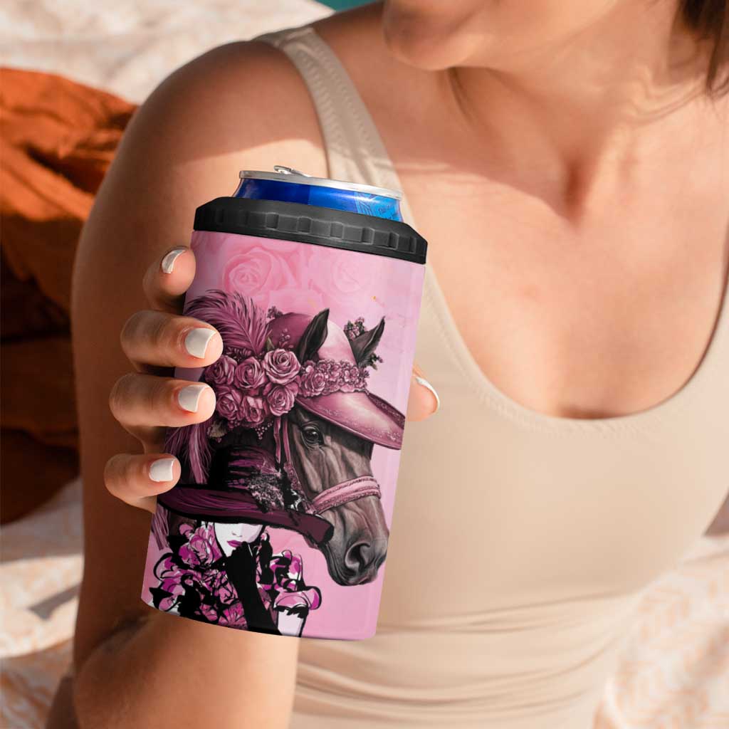 Kentucky Horse Racing 4 in 1 Can Cooler Tumbler Derby Ladies With Roses