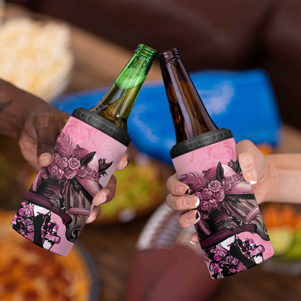 Kentucky Horse Racing 4 in 1 Can Cooler Tumbler Derby Ladies With Roses