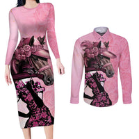 Kentucky Horse Racing Couples Matching Long Sleeve Bodycon Dress and Long Sleeve Button Shirt Derby Ladies With Roses