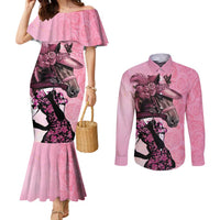 Kentucky Horse Racing Couples Matching Mermaid Dress and Long Sleeve Button Shirt Derby Ladies With Roses