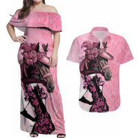 Kentucky Horse Racing Couples Matching Off Shoulder Maxi Dress and Hawaiian Shirt Derby Ladies With Roses