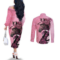 Kentucky Horse Racing Couples Matching Off The Shoulder Long Sleeve Dress and Long Sleeve Button Shirt Derby Ladies With Roses